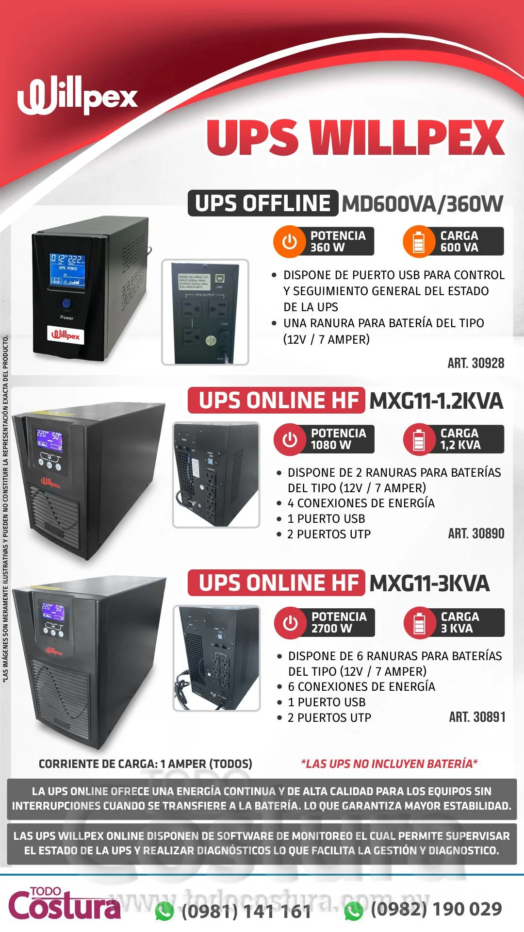 UPS ONLINE HF (3KVA - 2700W) WILLPEX MXG11-3KVA